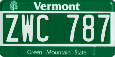 VT license plate ZWC787
