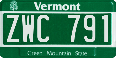 VT license plate ZWC791