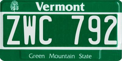 VT license plate ZWC792