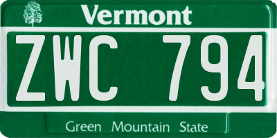 VT license plate ZWC794