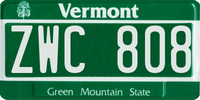 VT license plate ZWC808