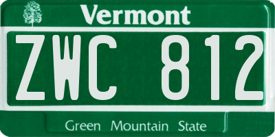 VT license plate ZWC812