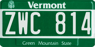VT license plate ZWC814