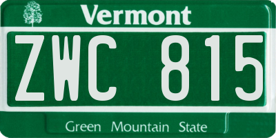 VT license plate ZWC815