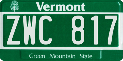 VT license plate ZWC817