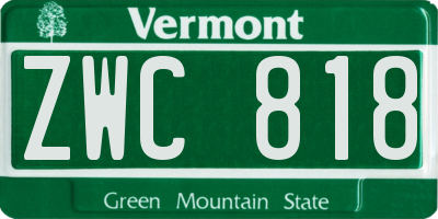 VT license plate ZWC818