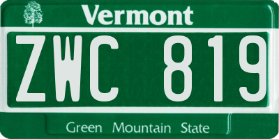 VT license plate ZWC819
