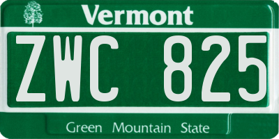 VT license plate ZWC825