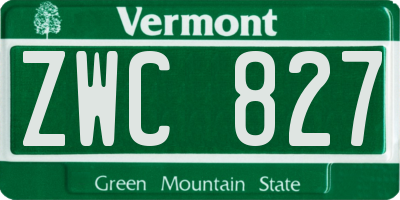VT license plate ZWC827