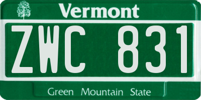 VT license plate ZWC831