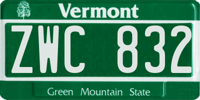 VT license plate ZWC832