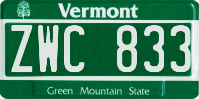 VT license plate ZWC833