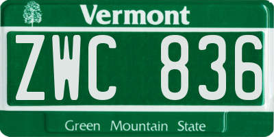 VT license plate ZWC836