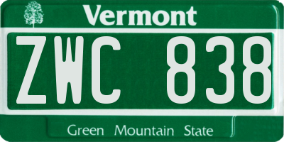 VT license plate ZWC838