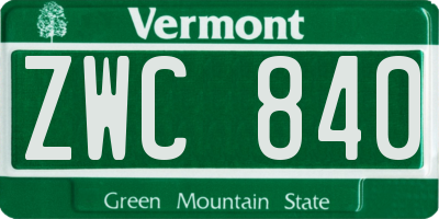 VT license plate ZWC840