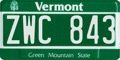 VT license plate ZWC843
