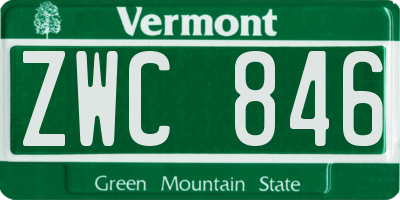 VT license plate ZWC846