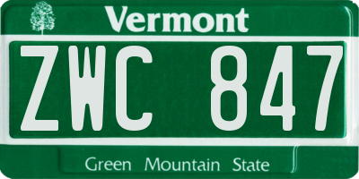 VT license plate ZWC847