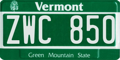 VT license plate ZWC850