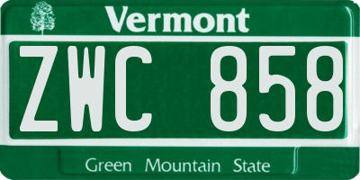 VT license plate ZWC858