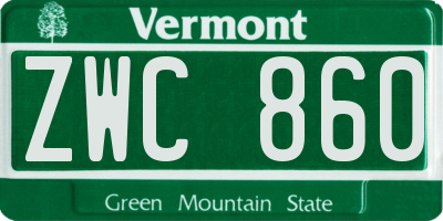 VT license plate ZWC860