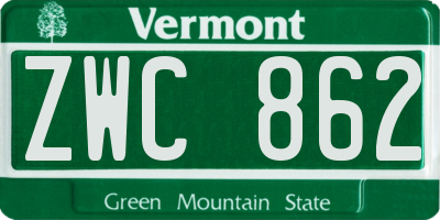 VT license plate ZWC862