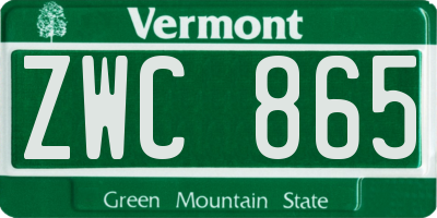 VT license plate ZWC865