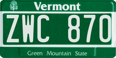 VT license plate ZWC870