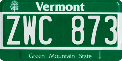VT license plate ZWC873