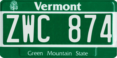 VT license plate ZWC874