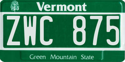 VT license plate ZWC875
