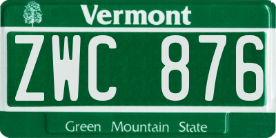 VT license plate ZWC876