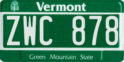 VT license plate ZWC878