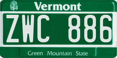 VT license plate ZWC886