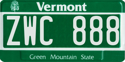 VT license plate ZWC888