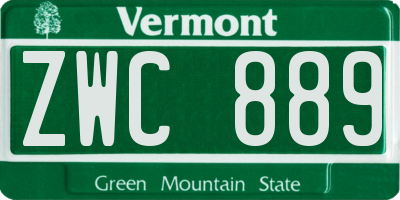 VT license plate ZWC889