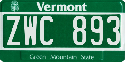 VT license plate ZWC893