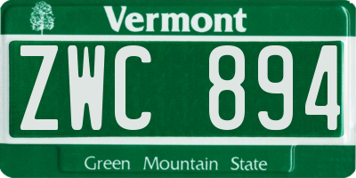 VT license plate ZWC894