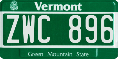 VT license plate ZWC896