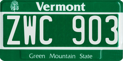 VT license plate ZWC903
