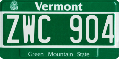 VT license plate ZWC904