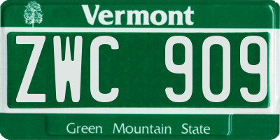 VT license plate ZWC909