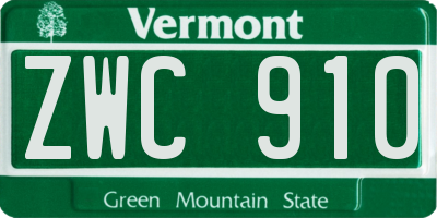 VT license plate ZWC910