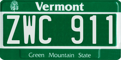 VT license plate ZWC911