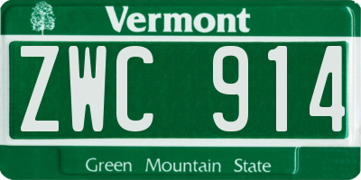 VT license plate ZWC914