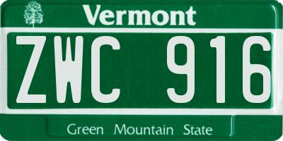 VT license plate ZWC916