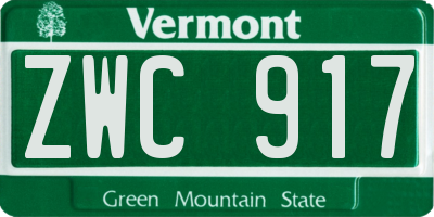 VT license plate ZWC917