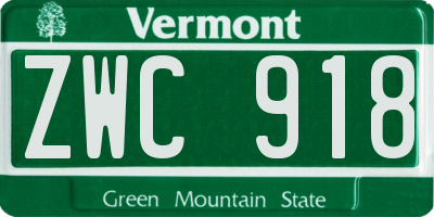 VT license plate ZWC918