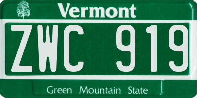 VT license plate ZWC919