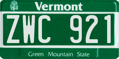 VT license plate ZWC921